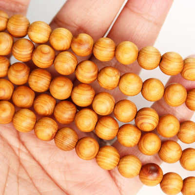 108pcs Natural Fragrant Cedar Wood Beads, Thuja Sutchuenensis, mala prayer beads necklace/bracelet, one full strand, 8mm round, 35 inches