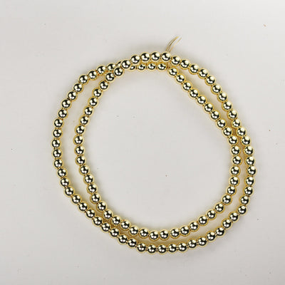 Hematite, 4mm round gemstone, one full strand , electroplated gold gemstone beads, about 114 beads, hole 1mm,16"