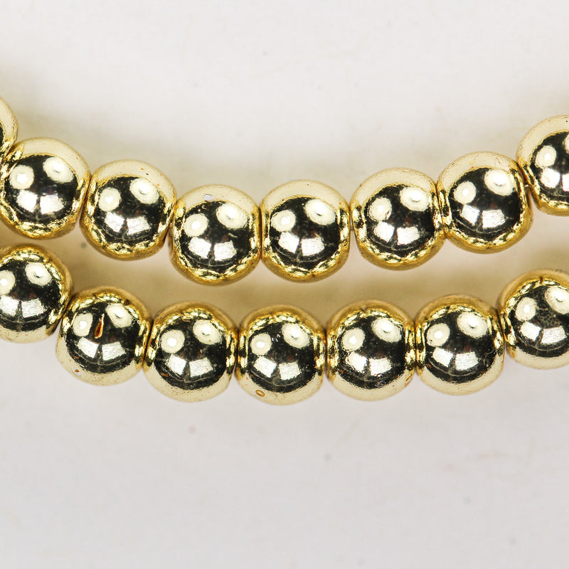 Hematite, 4mm round gemstone, one full strand , electroplated gold gemstone beads, about 114 beads, hole 1mm,16"