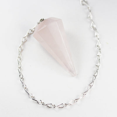 Natural Gemstone Point Pendulum Pendant -- Smoky Quartz, Aventurine, Rose quartz, Clear Quartz Pendant with Silver Plated  Chain