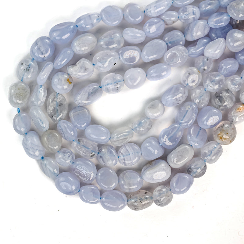 Blue lace agate, 7*9mm natural nugget shape gemstone bead , 15.5 inch , 1mm hole , about 47 beads