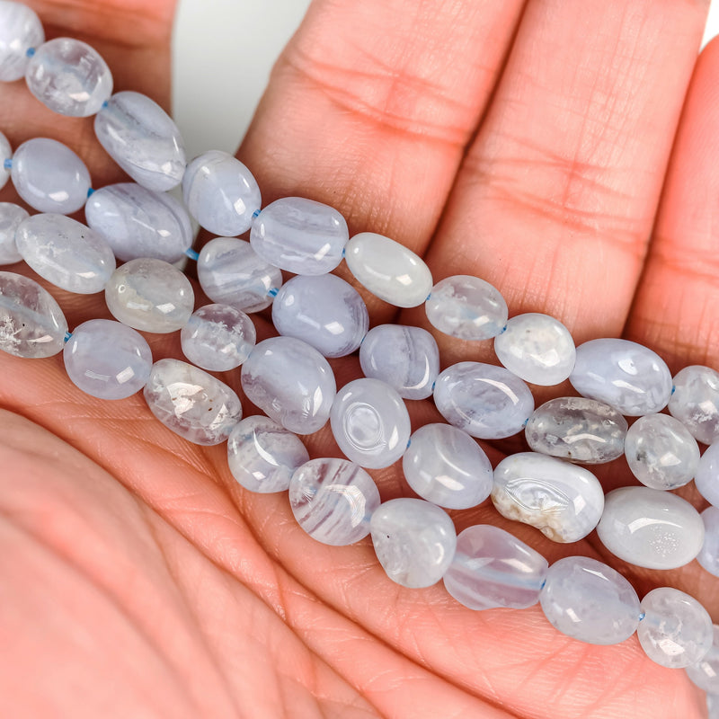 Blue lace agate, 7*9mm natural nugget shape gemstone bead , 15.5 inch , 1mm hole , about 47 beads