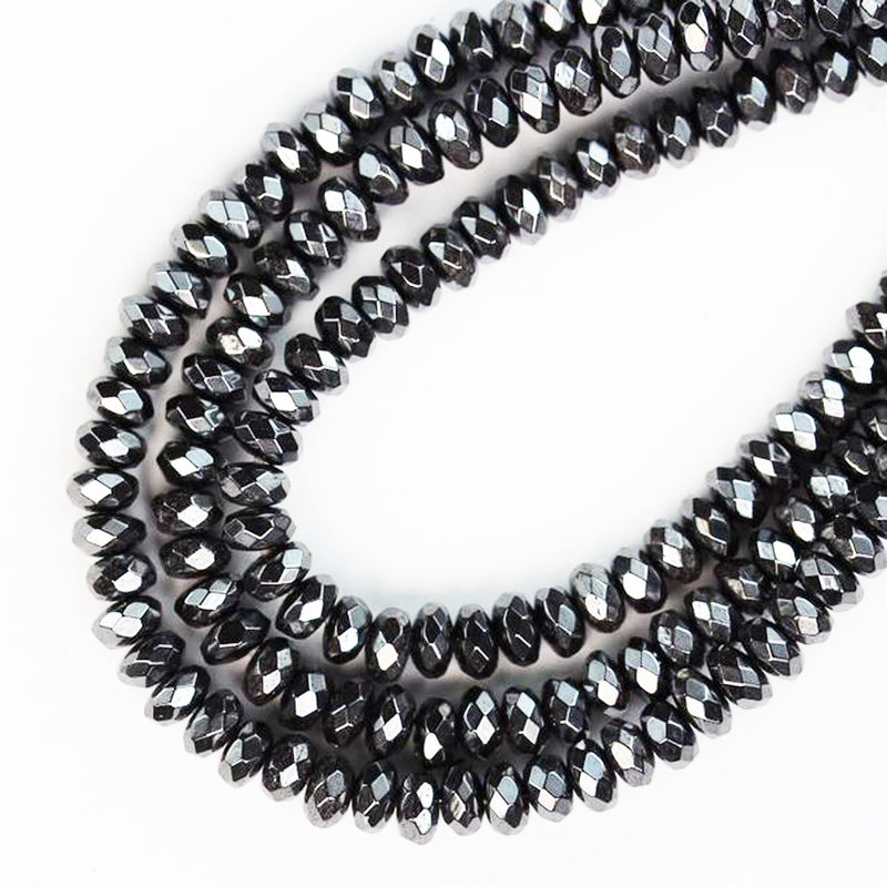 Hematite,4*2mm faceted rondelle shape gemstone beads, hole 1mm,16", about 175 beads