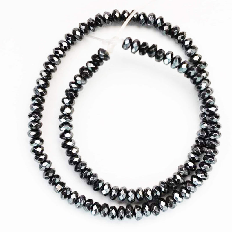 Hematite,4*2mm faceted rondelle shape gemstone beads, hole 1mm,16", about 175 beads