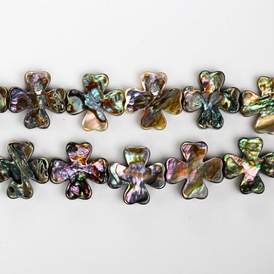 Natural abalone shell beads, 15mm four leaf clover beads, 4.5mm thick, 16inch, about 27 beads, 0.6mm hole