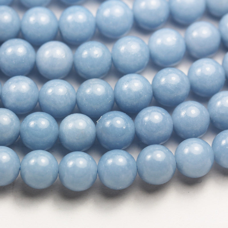 Angelite, 6mm round natual gemstone beads strand ,one full strand , hole 1mm, 16 inch, about 60beads