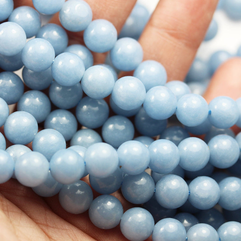 Angelite, 6mm round natual gemstone beads strand ,one full strand , hole 1mm, 16 inch, about 60beads