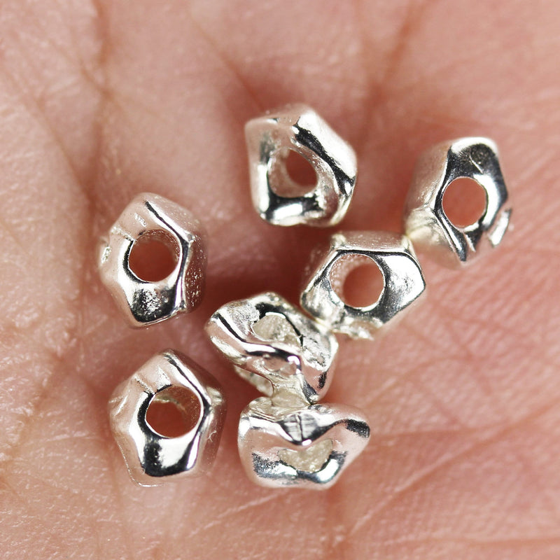 3.5*4mm beads 10pcs 925 sterling silver jewellery findings irregular shape spacers, hole 1 mm