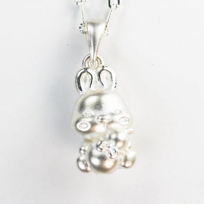 1pc 925 Sterling Silver Jewellery findings Bunny Rabbit Matte Charm Beads , 25*10mm, 4mm hole Bail