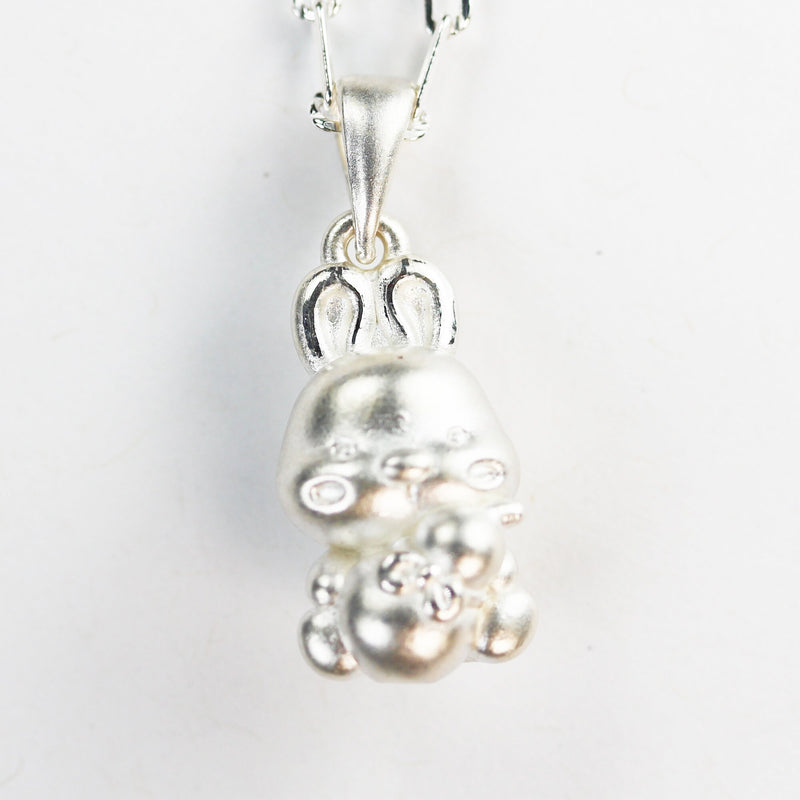 1pc 925 Sterling Silver Jewellery findings Bunny Rabbit Matte Charm Beads , 25*10mm, 4mm hole Bail