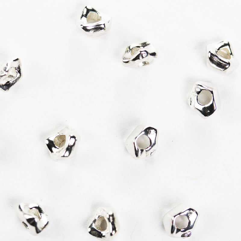 3.5*4mm beads 10pcs 925 sterling silver jewellery findings irregular shape spacers, hole 1 mm