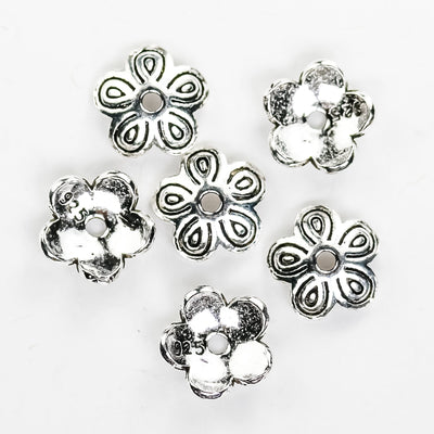 Bead caps 6pcs 8mm 925 antiqued sterling silver,jewelry findings bead cap, 2mm height cap