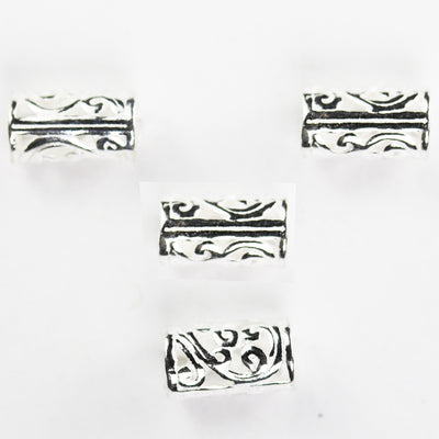 Silver tube beads 4pcs 8.5*5mm 925 sterling silver jewellery findings tube beads, hole 3mm