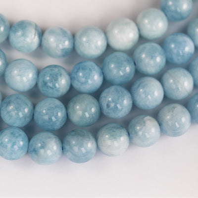 Natural Aquamarine, 8mm round  gemstone,One full strand , Gemstone beads, 16", 1mm hole, 50pcs