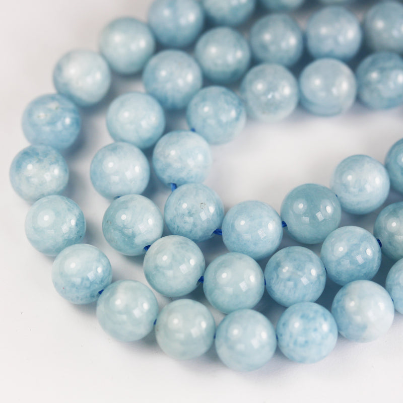 Natural Aquamarine, 8mm round  gemstone,One full strand , Gemstone beads, 16", 1mm hole, 50pcs