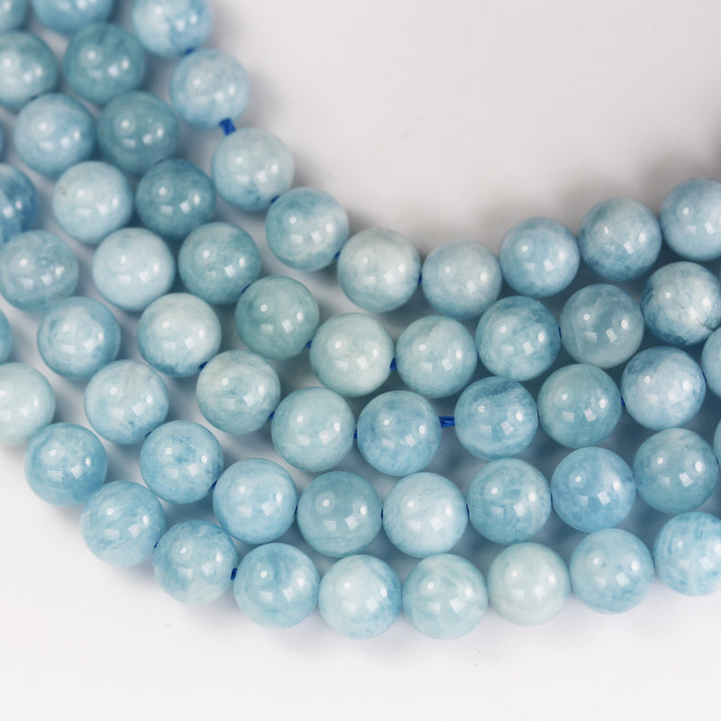 Natural Aquamarine, 8mm round  gemstone,One full strand , Gemstone beads, 16", 1mm hole, 50pcs