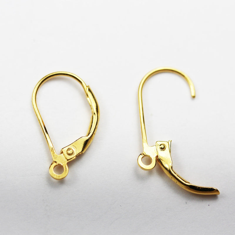 Gold Vermeil Style Lever Back Earrings 4pcs Jewellery Findings Earwire 24 k gold on 925 Sterling Silver,10* 17mm Leverback with open loop