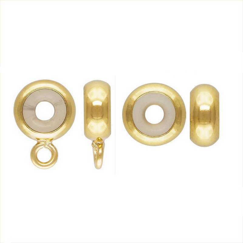 14k gold filled 2pcs jewellery making findings stopper beads, 5mm 2.5mm thickness ,fits for 2mm chain