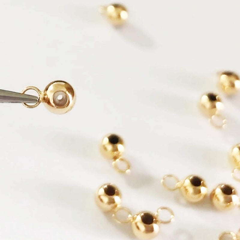 14k gold filled 5pcs jewellery making findings stopper beads, 3/4mm ball