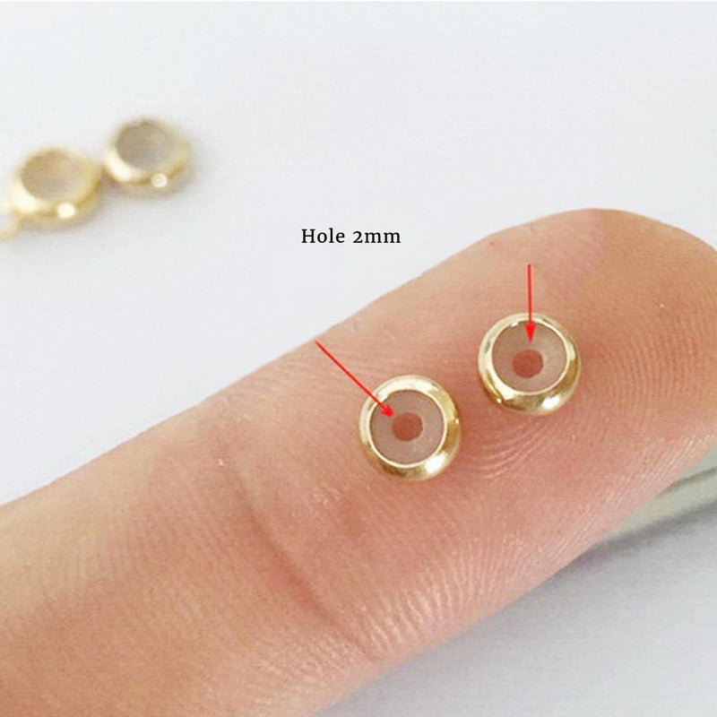 14k gold filled 2pcs jewellery making findings stopper beads, 5mm 2.5mm thickness ,fits for 2mm chain