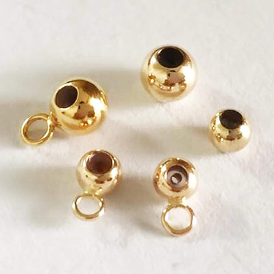 14k gold filled 5pcs jewellery making findings stopper beads, 3/4mm ball