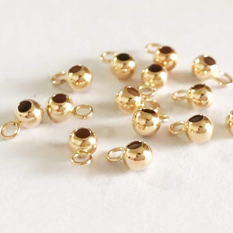 14k gold filled 5pcs jewellery making findings stopper beads, 3/4mm ball