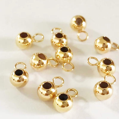 14k gold filled 5pcs jewellery making findings stopper beads, 3/4mm ball