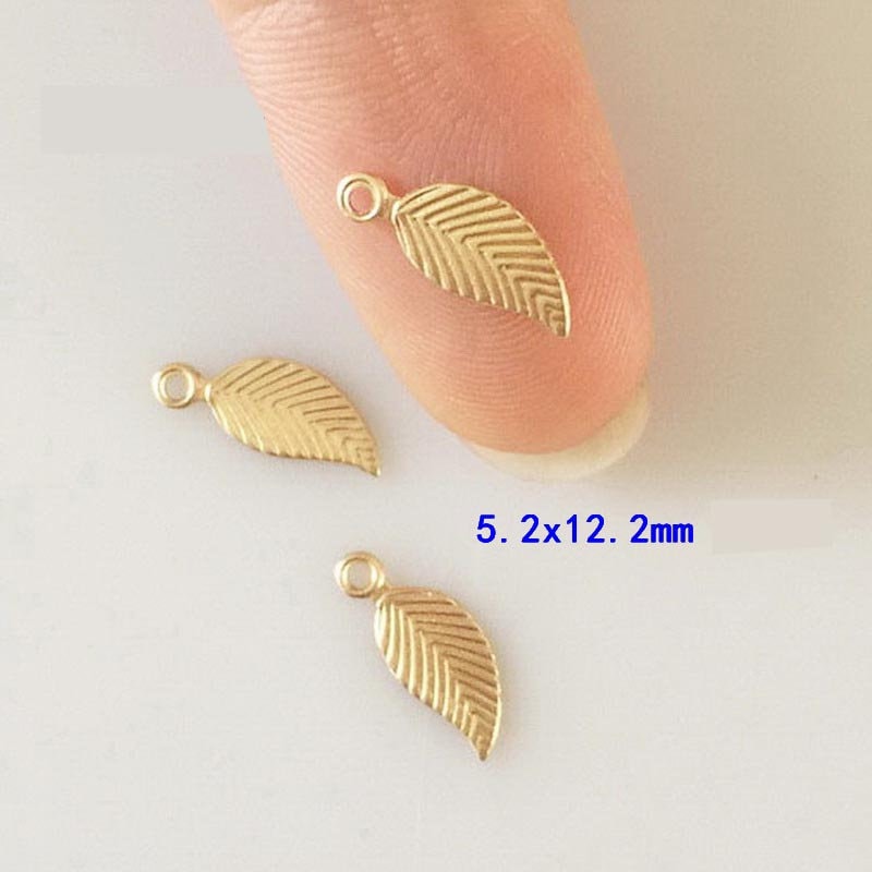 14k gold filled 2pcs of 5*12 mm Leaf charm beads jewellery findings charm / pendant, 1mm hole