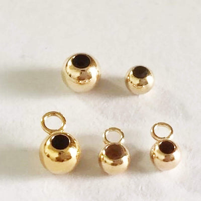 14k gold filled 5pcs jewellery making findings stopper beads, 3/4mm ball