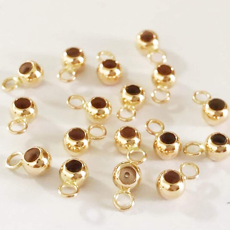 14k gold filled 5pcs jewellery making findings stopper beads, 3/4mm ball