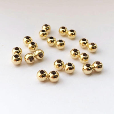 14k gold filled 2pcs jewellery making findings double stopper beads, 3/4mm ball