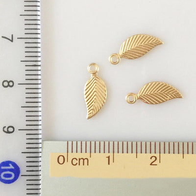 14k gold filled 2pcs of 5*12 mm Leaf charm beads jewellery findings charm / pendant, 1mm hole