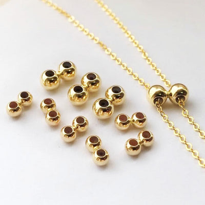 14k gold filled 2pcs jewellery making findings double stopper beads, 3/4mm ball