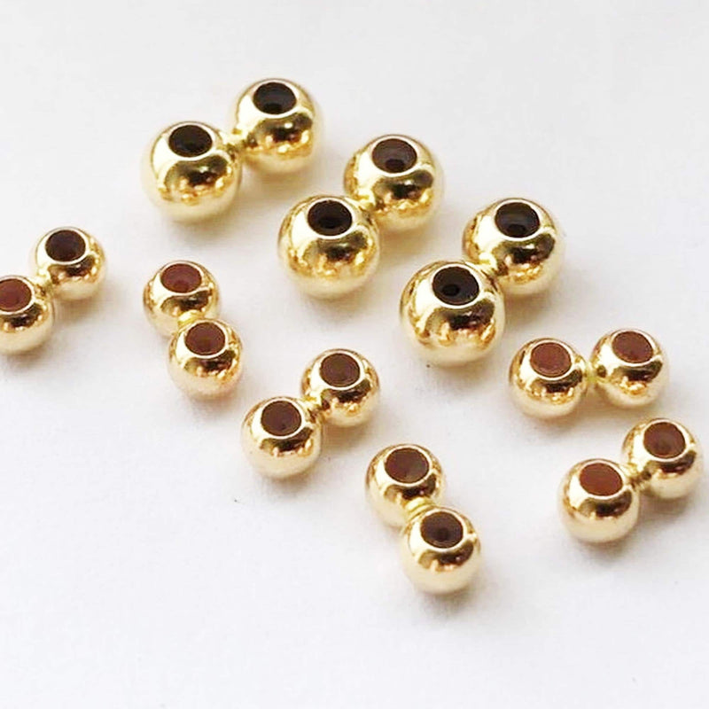 14k gold filled 2pcs jewellery making findings double stopper beads, 3/4mm ball