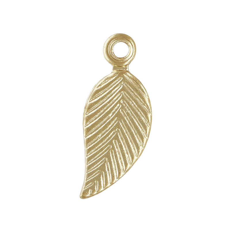 14k gold filled 2pcs of 5*12 mm Leaf charm beads jewellery findings charm / pendant, 1mm hole