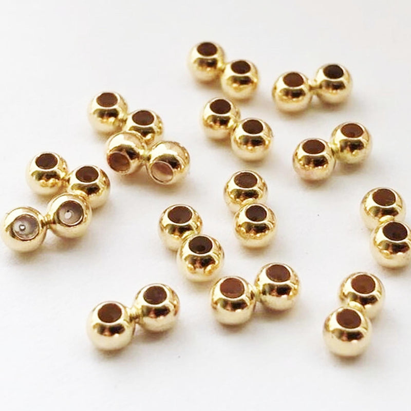 14k gold filled 2pcs jewellery making findings double stopper beads, 3/4mm ball