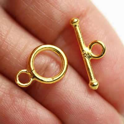 Toggle clasps 2 sets 9mm 18K Gold  on 925 Sterling silver Toggle Jewelry finding Clasps,Toggle 9mm, bar15mm,hole3mm