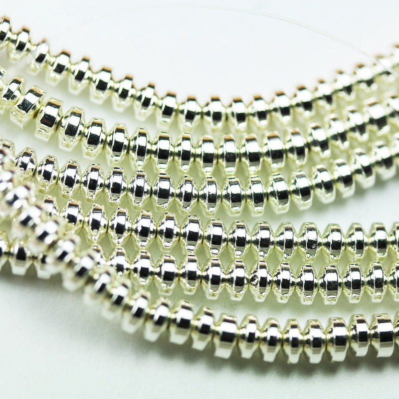 Hematite,4.5mm Electroplated Silver Color Rondelle Shape Gemstone beads, hole 1mm,16", about 150beads