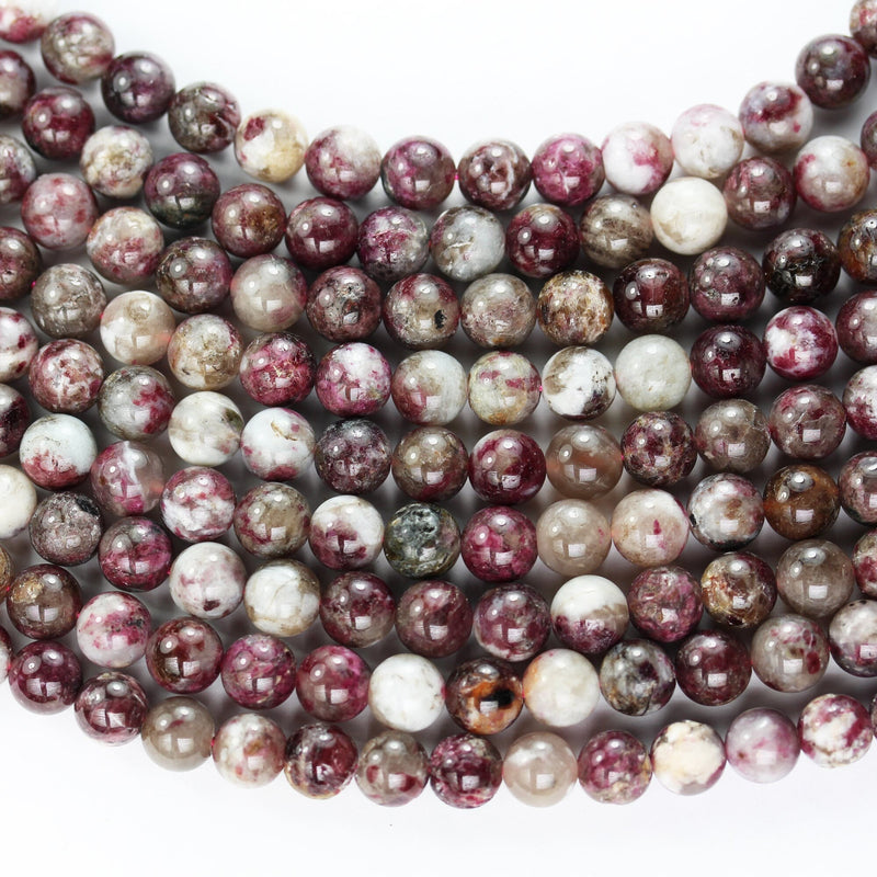 Pink tourmaline, 8mm pink round gemstone strand, 15.5 inch , about 50 beads , 1mm hole