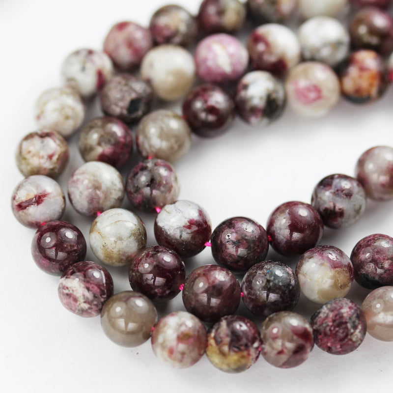 Pink tourmaline, 8mm pink round gemstone strand, 15.5 inch , about 50 beads , 1mm hole