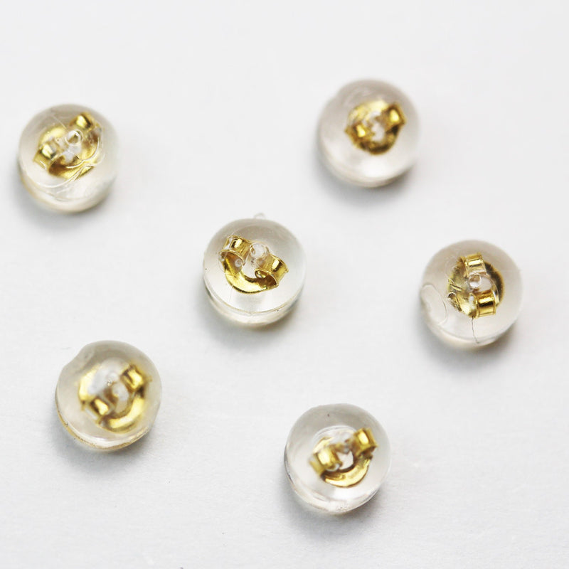 Gold Vermeil Style 20pcs Earnut with Clear Rubber, 24K Gold  on 925 Sterling Silver Jewellery Findings , 5*6mm