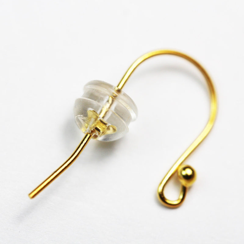 Gold Vermeil Style 20pcs Earnut with Clear Rubber, 24K Gold  on 925 Sterling Silver Jewellery Findings , 5*6mm