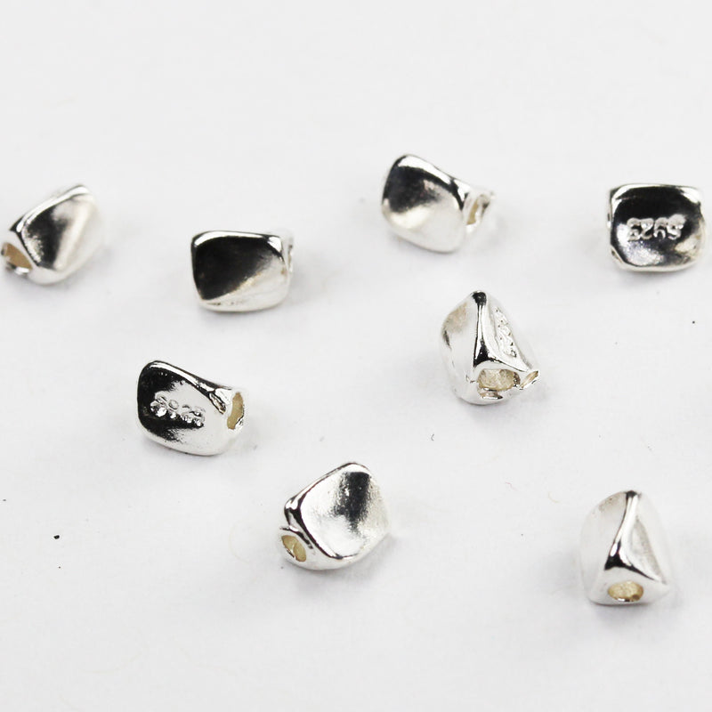 3.5*4mm beads 10pcs 925 sterling silver jewellery findings irregular shape spacers, hole 1 mm