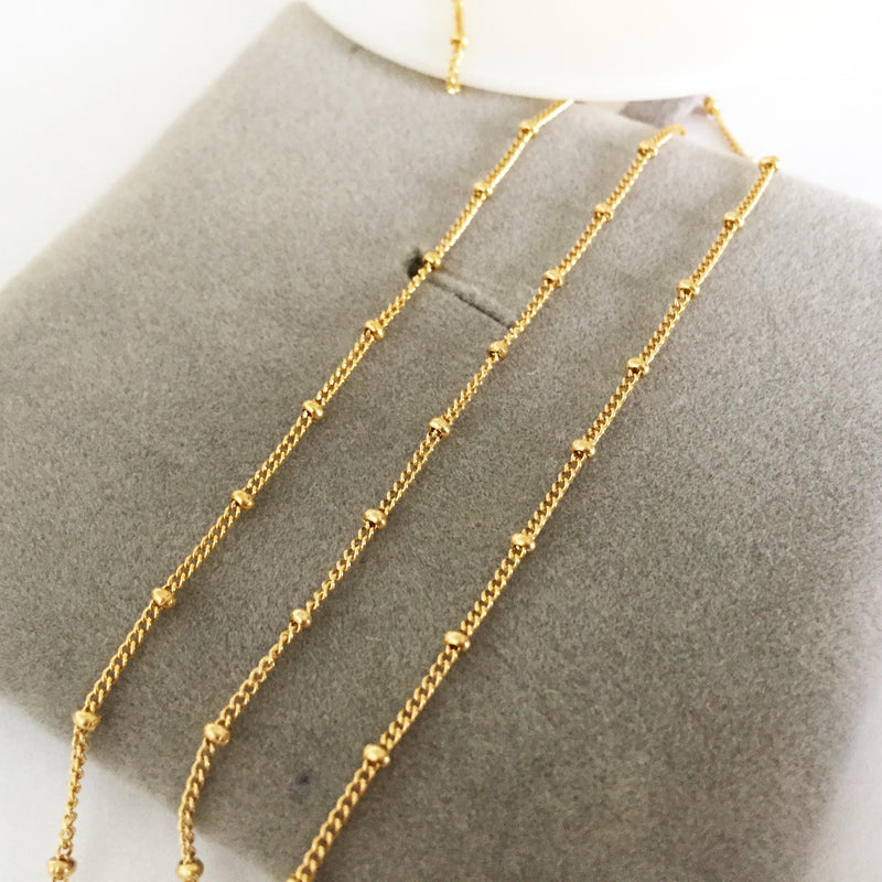 14k gold filled chain, 1.2mm satellite chain with 2mm ball, 80mm length between ball