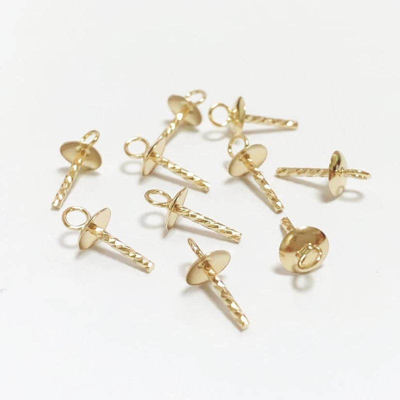 14k gold filled 2PCS cup jewellery findings bail pin pendants, for half-drilled beads, 5mm bead cap,1mm pin,2mm hole