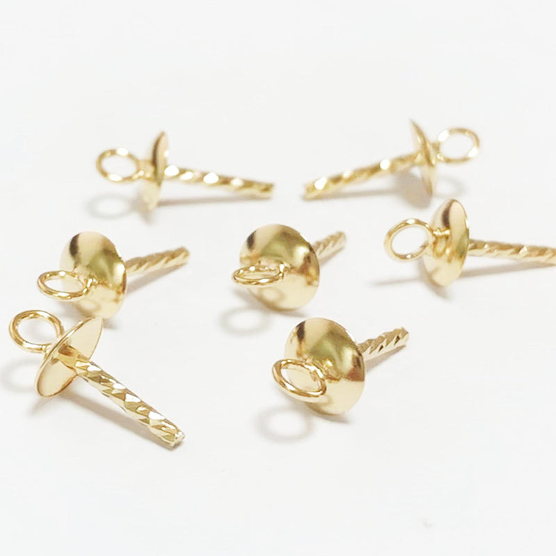 14k gold filled 2PCS cup jewellery findings bail pin pendants, for half-drilled beads, 5mm bead cap,1mm pin,2mm hole