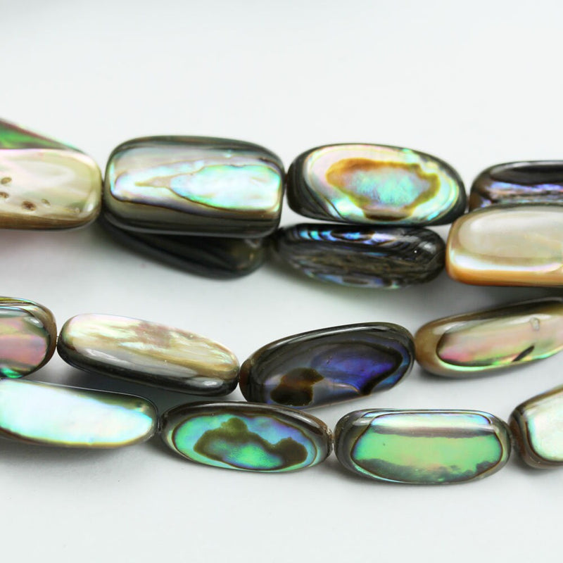 One full strand 14*7mm Natural Abalone Shell Beads, Peacock Shell color, Nugget Shape , 16"