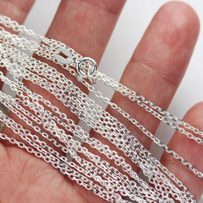 Chain necklaces 1pc/5pcs 16/18/20" 925 sterling silver cable chain jewellery necklace, 1mm chain, 5mm ring clasp