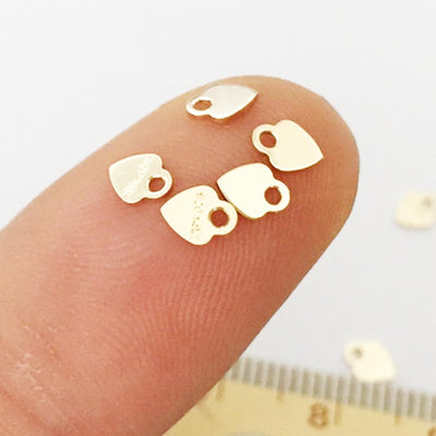 5pcs 14K gold filled heart stamping discs, heart stamping blanks, heart pendant / charm /beads, 4.6*3.5mm heart charm