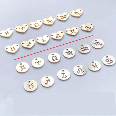 14K gold filled charms 1pc constellation,zodiac charm, jewellery findings charm beads ,7mm button charm